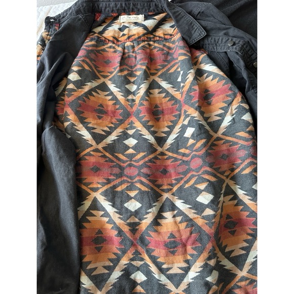 We The Free Shirt Adult S Orange‎ Gray Aztec Striped Southwestern Collared Women - Picture 5 of 10